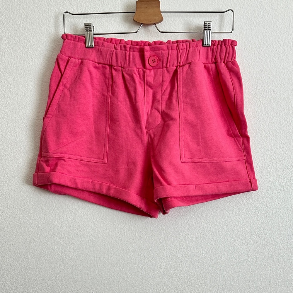 Blank NYC Pink Patch Pockets Elastic Waist Cuffed Hem Cotton Shorts Size S